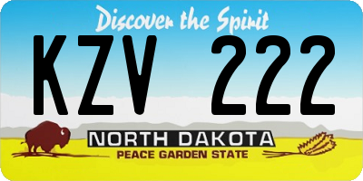 ND license plate KZV222