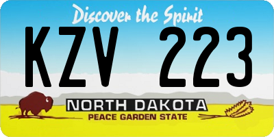 ND license plate KZV223