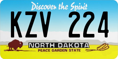 ND license plate KZV224