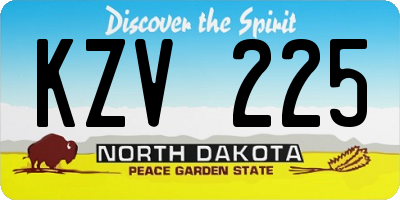 ND license plate KZV225