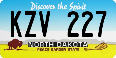 ND license plate KZV227