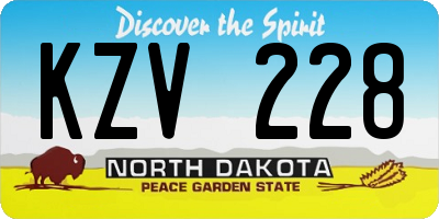 ND license plate KZV228