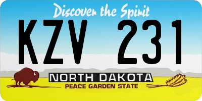 ND license plate KZV231