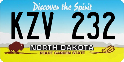 ND license plate KZV232