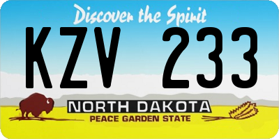 ND license plate KZV233