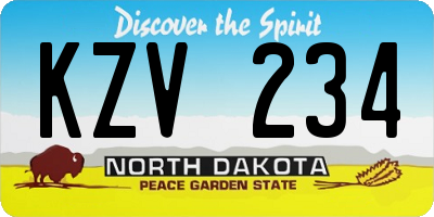 ND license plate KZV234