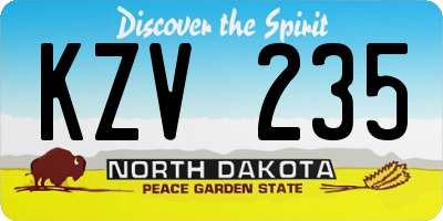 ND license plate KZV235