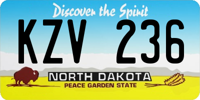 ND license plate KZV236