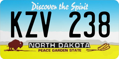 ND license plate KZV238