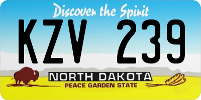 ND license plate KZV239