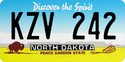 ND license plate KZV242