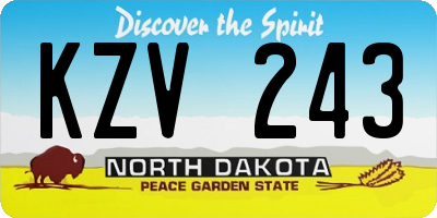 ND license plate KZV243