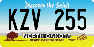 ND license plate KZV255