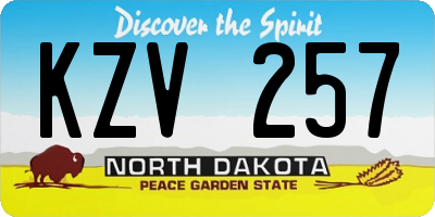 ND license plate KZV257