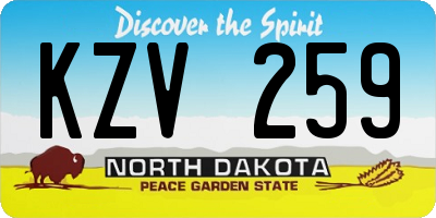 ND license plate KZV259