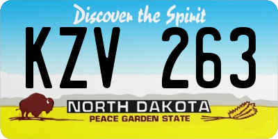 ND license plate KZV263