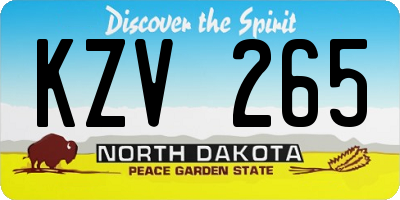 ND license plate KZV265