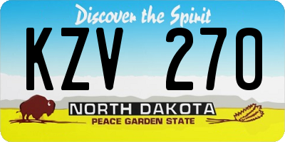 ND license plate KZV270