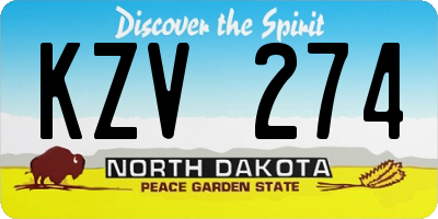 ND license plate KZV274