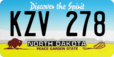 ND license plate KZV278