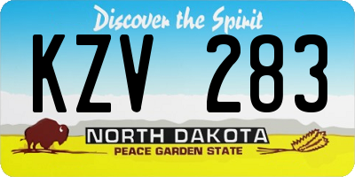 ND license plate KZV283