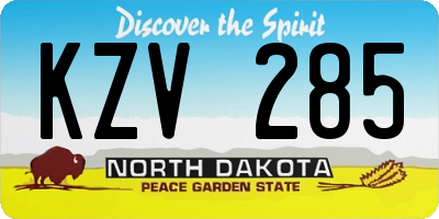 ND license plate KZV285