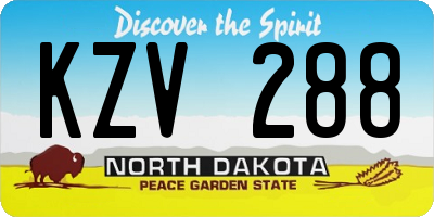 ND license plate KZV288