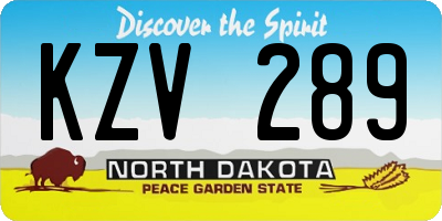 ND license plate KZV289