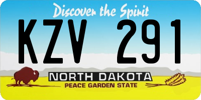 ND license plate KZV291