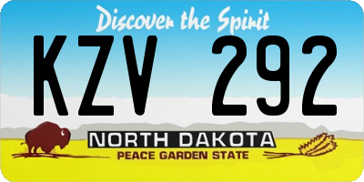 ND license plate KZV292