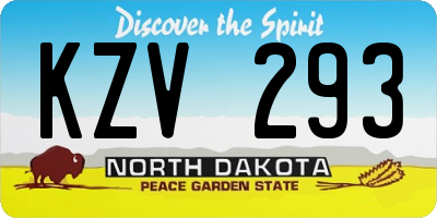 ND license plate KZV293