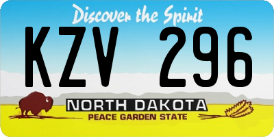 ND license plate KZV296
