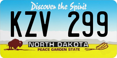 ND license plate KZV299