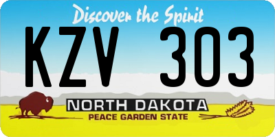 ND license plate KZV303