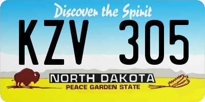 ND license plate KZV305