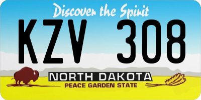 ND license plate KZV308