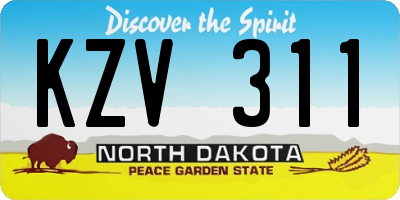 ND license plate KZV311