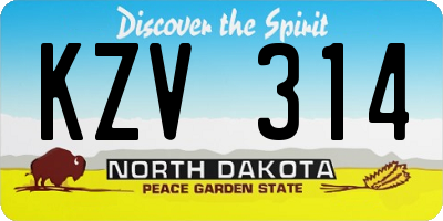 ND license plate KZV314