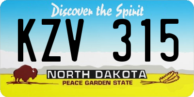 ND license plate KZV315