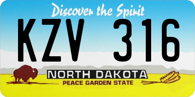 ND license plate KZV316