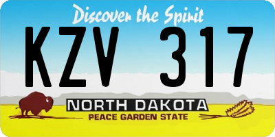 ND license plate KZV317