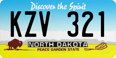 ND license plate KZV321