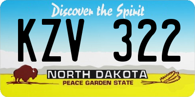 ND license plate KZV322