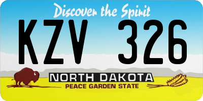 ND license plate KZV326