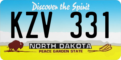 ND license plate KZV331