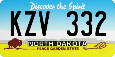 ND license plate KZV332