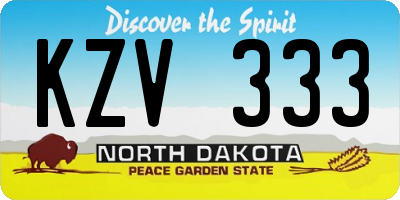 ND license plate KZV333