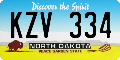 ND license plate KZV334