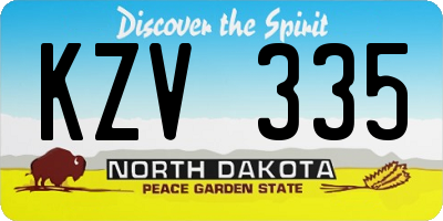 ND license plate KZV335