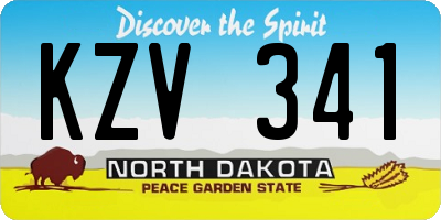 ND license plate KZV341